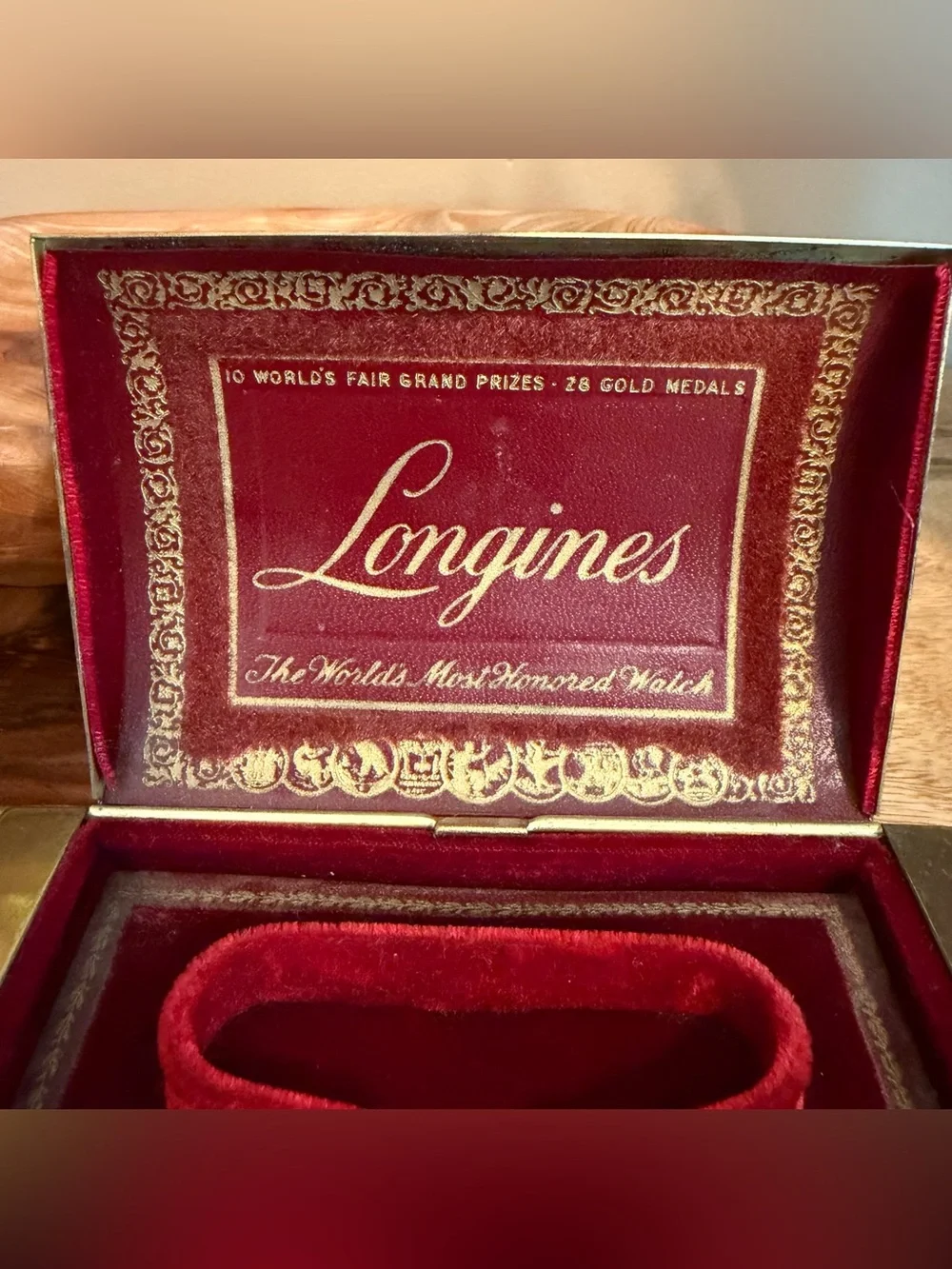 Vintage Longines Watch Presentation Box • Red Velvet • Collectible